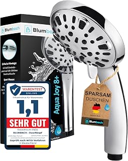 BLUMBACH® Duschkopf wassersparend Aqua Joy – Shower Head mit 8 Strahlarten | Premium Hochdruck D…